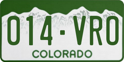 CO license plate 014VRO