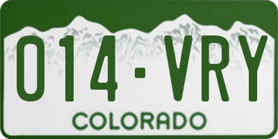 CO license plate 014VRY