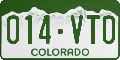 CO license plate 014VTO