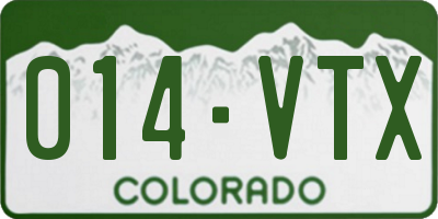 CO license plate 014VTX
