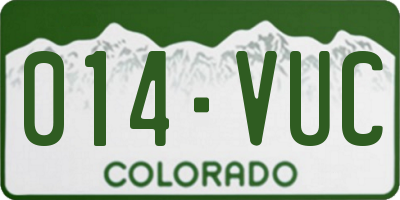 CO license plate 014VUC