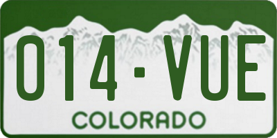 CO license plate 014VUE