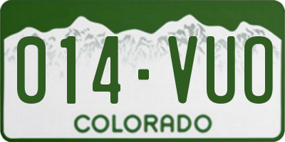 CO license plate 014VUO