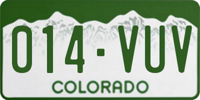 CO license plate 014VUV
