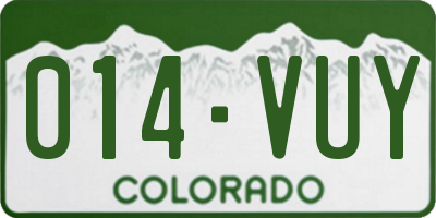CO license plate 014VUY