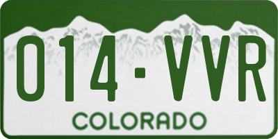 CO license plate 014VVR
