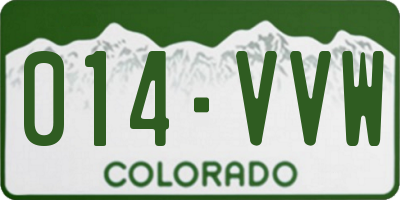 CO license plate 014VVW