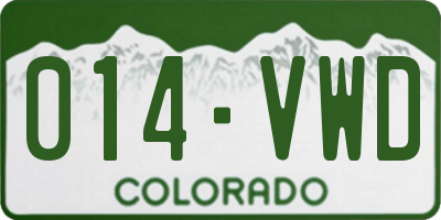 CO license plate 014VWD