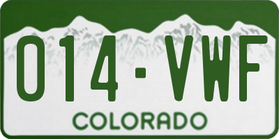 CO license plate 014VWF
