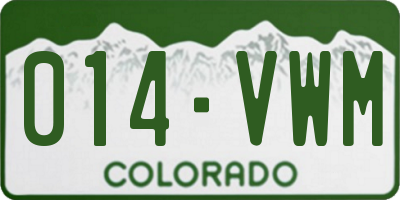 CO license plate 014VWM