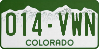 CO license plate 014VWN