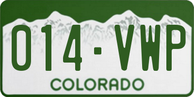 CO license plate 014VWP