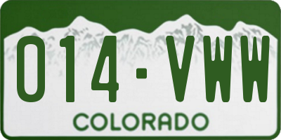 CO license plate 014VWW
