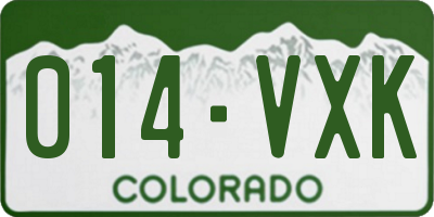 CO license plate 014VXK