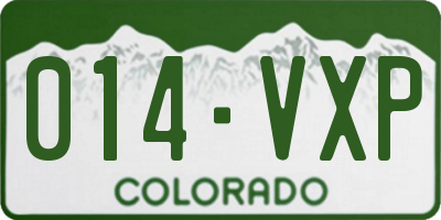 CO license plate 014VXP