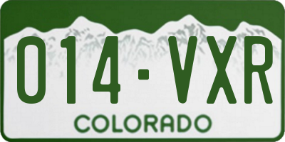 CO license plate 014VXR