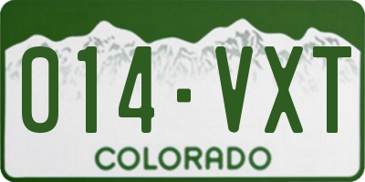 CO license plate 014VXT