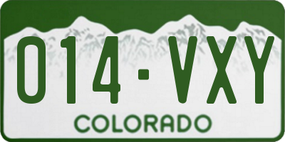 CO license plate 014VXY