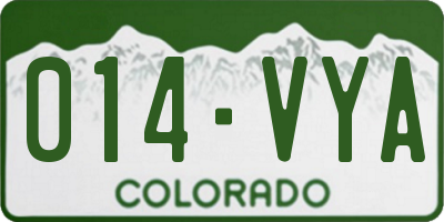 CO license plate 014VYA