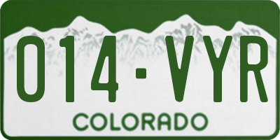 CO license plate 014VYR