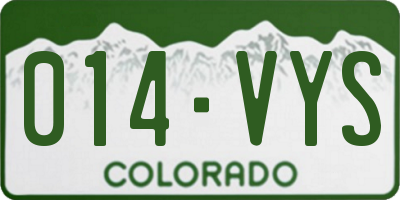 CO license plate 014VYS