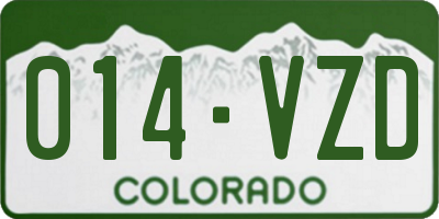 CO license plate 014VZD