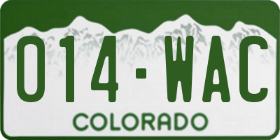 CO license plate 014WAC