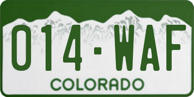 CO license plate 014WAF