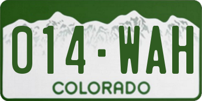 CO license plate 014WAH