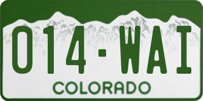 CO license plate 014WAI