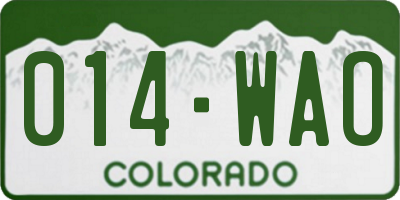 CO license plate 014WAO