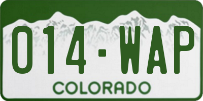 CO license plate 014WAP