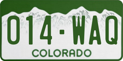 CO license plate 014WAQ