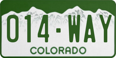 CO license plate 014WAY
