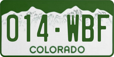 CO license plate 014WBF