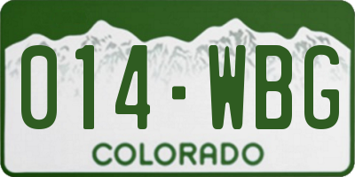 CO license plate 014WBG