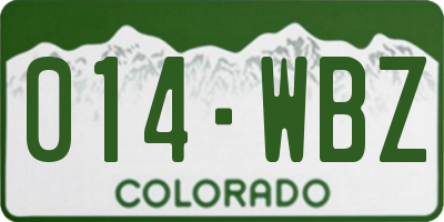 CO license plate 014WBZ