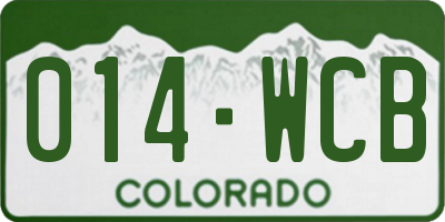 CO license plate 014WCB