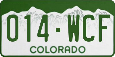 CO license plate 014WCF