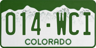 CO license plate 014WCI