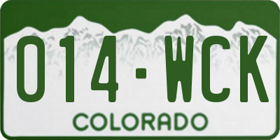 CO license plate 014WCK