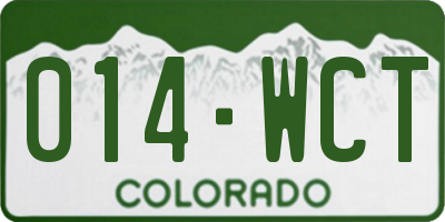 CO license plate 014WCT