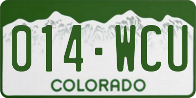 CO license plate 014WCU