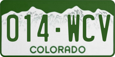 CO license plate 014WCV