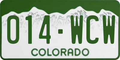 CO license plate 014WCW