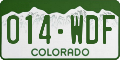 CO license plate 014WDF