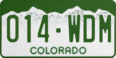 CO license plate 014WDM