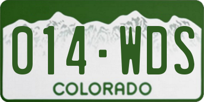 CO license plate 014WDS