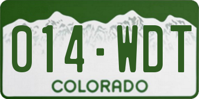 CO license plate 014WDT