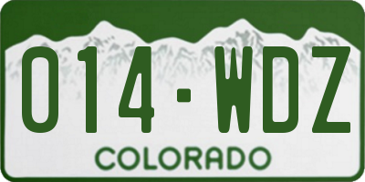 CO license plate 014WDZ